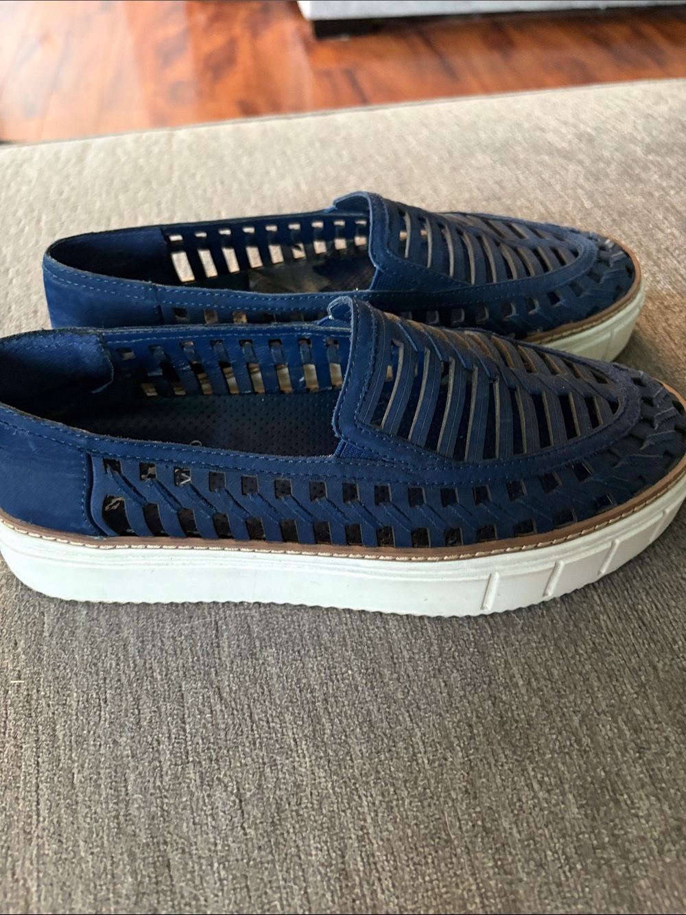 Vince Camuto Navy Blue Woven Slip-On Loafers